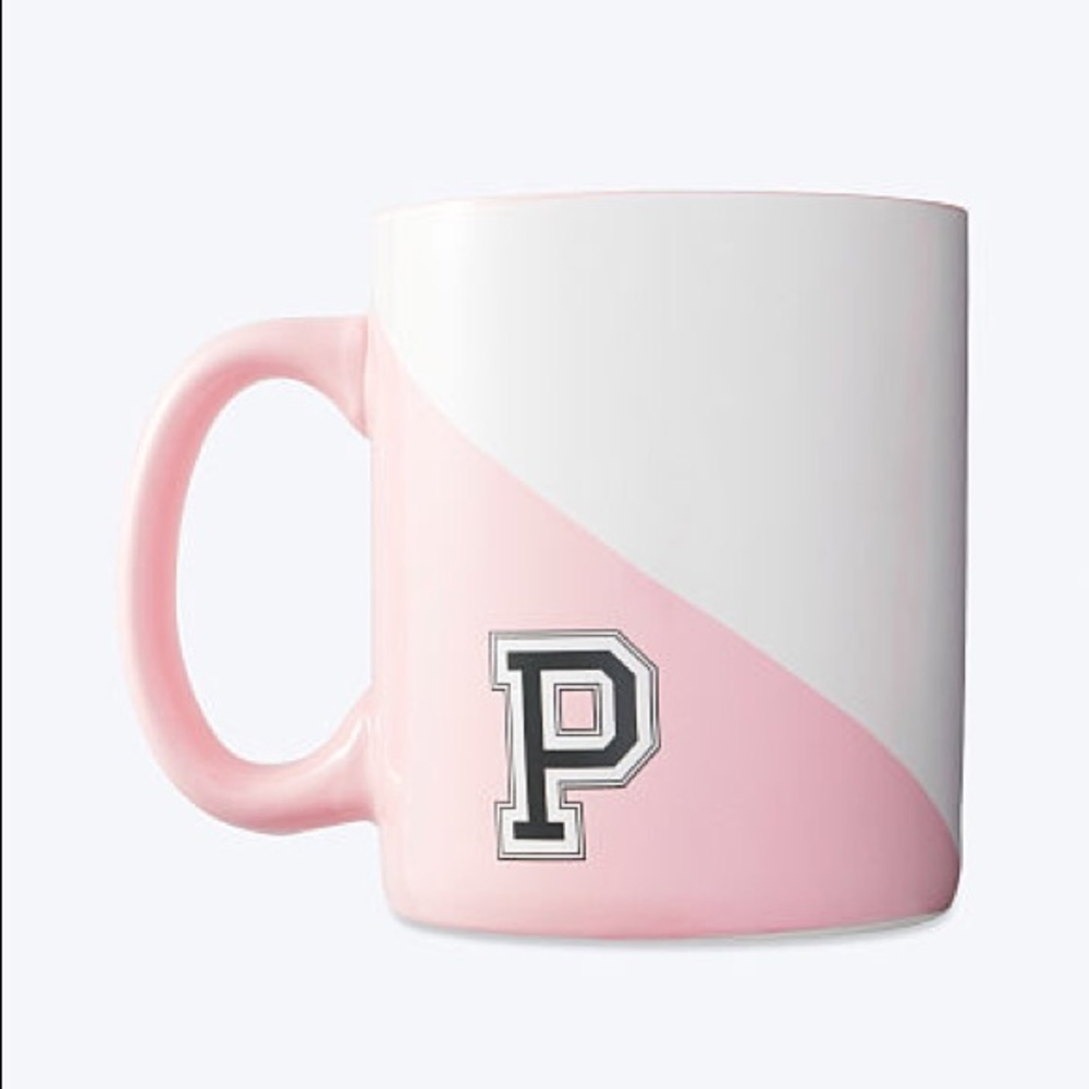 Victoria’s Secret PINK Monogram Oversized Mug Pink White w Logo NEW